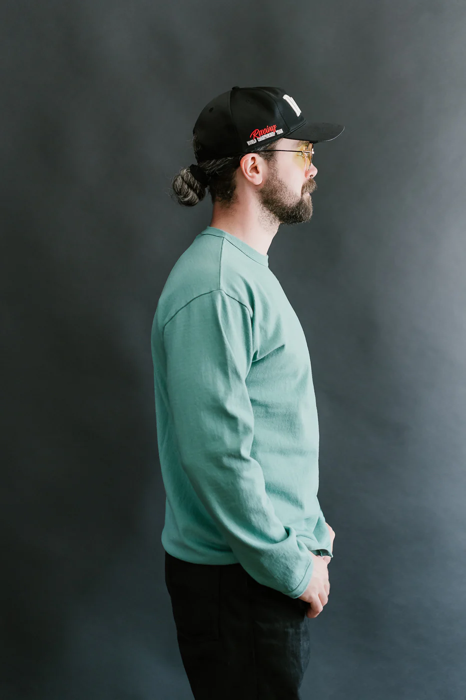 "Stand Wheel" Heavyweight Tee Long Sleeve - Emerald - Image 12
