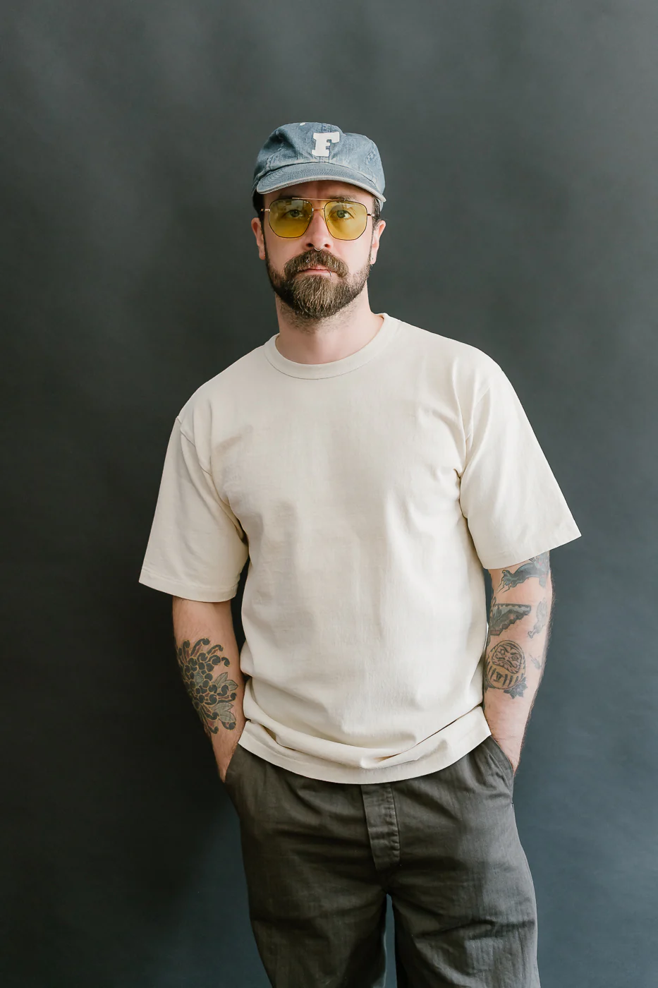 9.5oz "Stand Wheel" Pigment Dyed Heavyweight Tee - Cream - Image 13