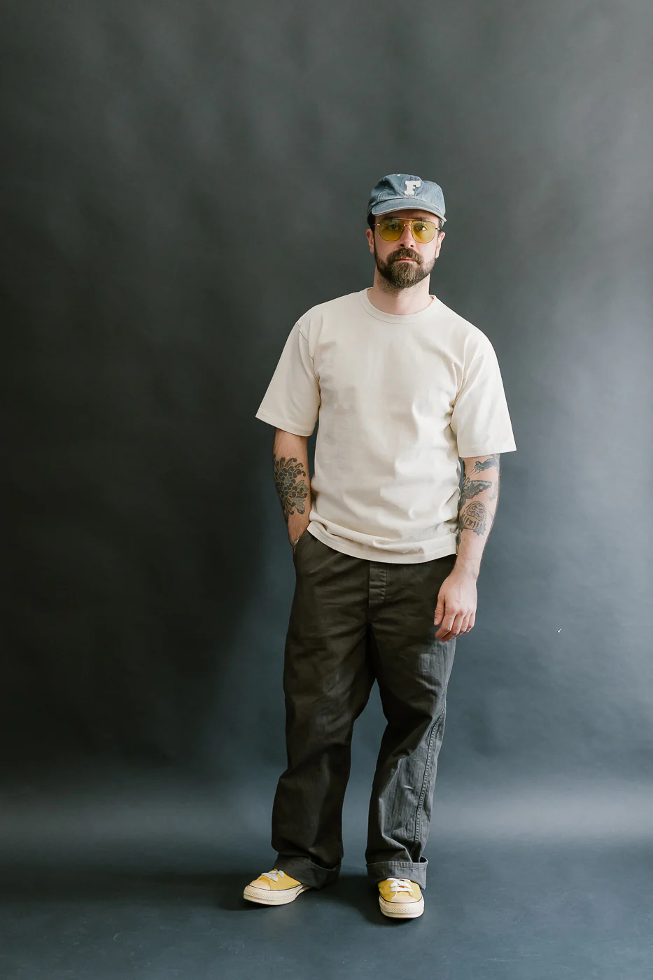9.5oz "Stand Wheel" Pigment Dyed Heavyweight Tee - Cream - Image 6