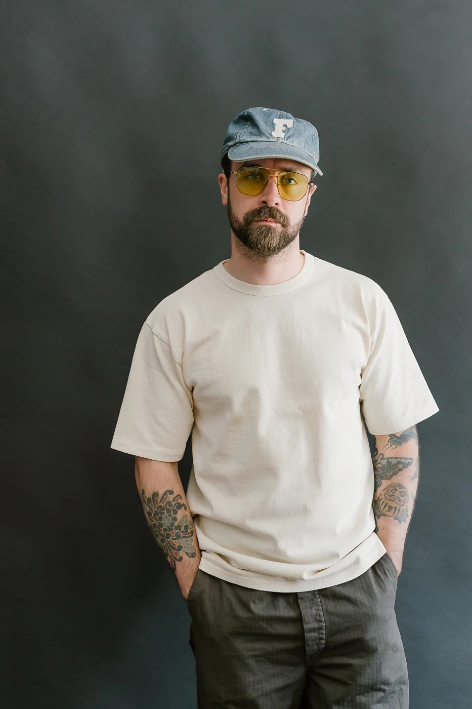 9.5oz "Stand Wheel" Pigment Dyed Heavyweight Tee - Cream - Image 8