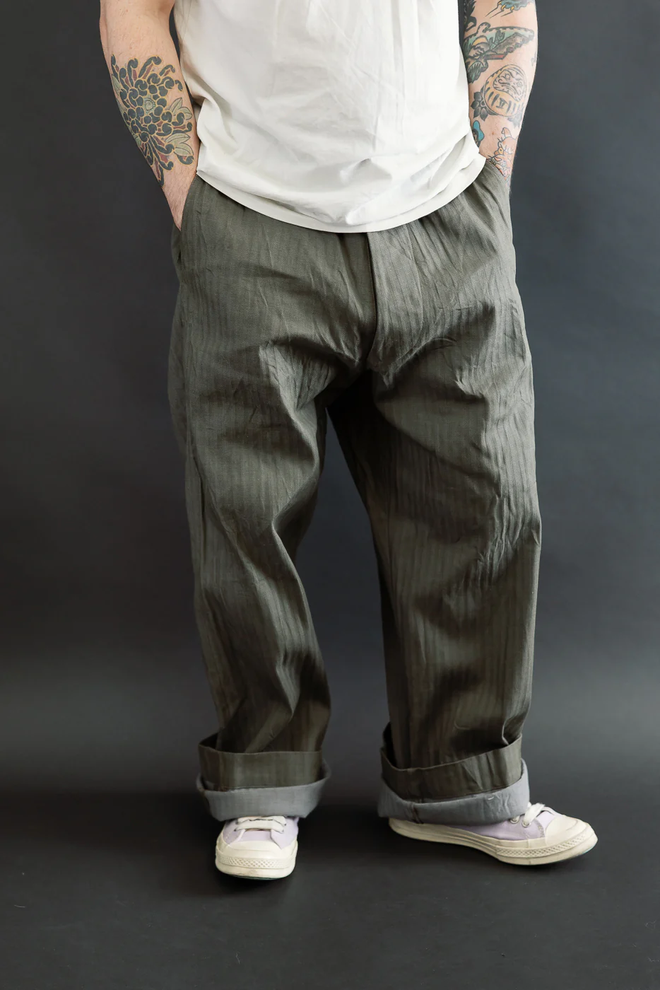 SWC600C-HBII - 13oz Neppy HBT Military - Wide Trousers - Image 10