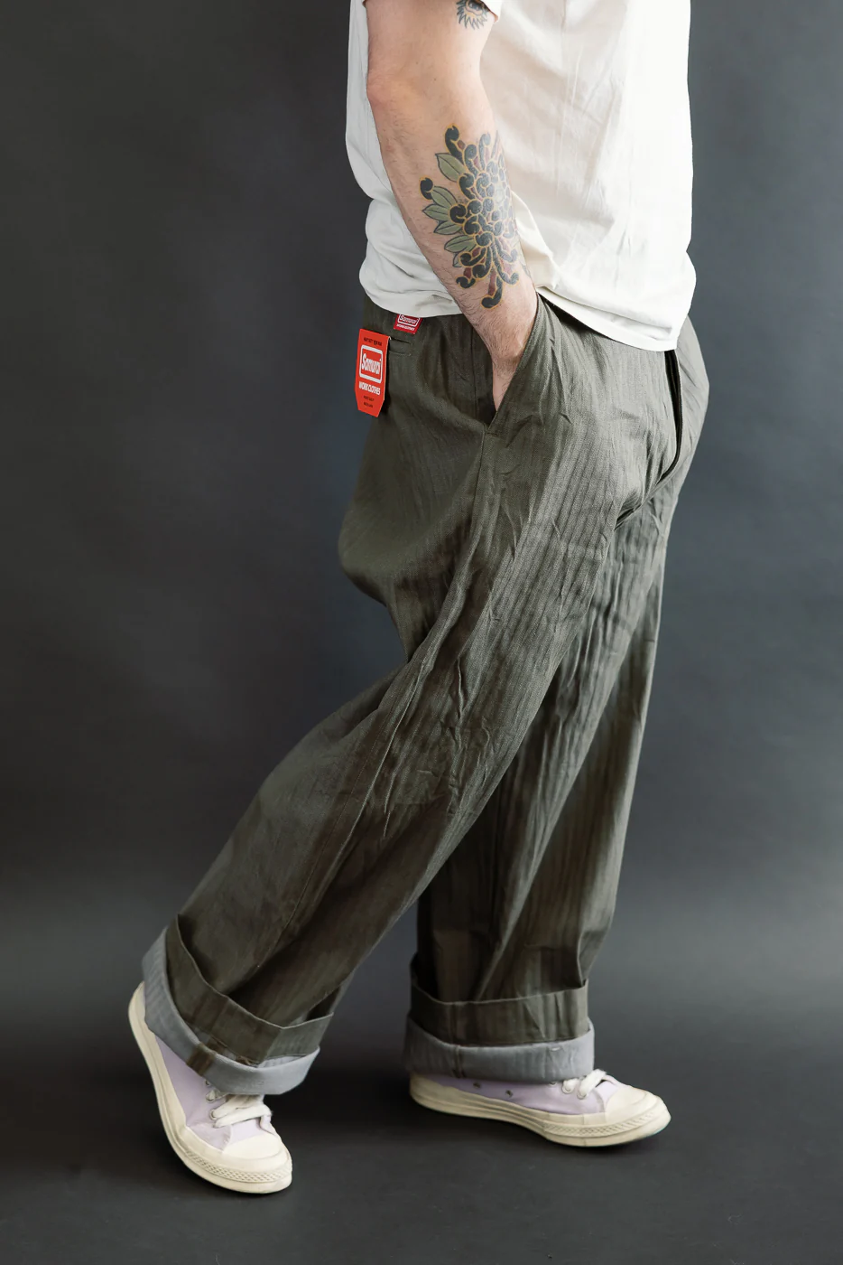 SWC600C-HBII - 13oz Neppy HBT Military - Wide Trousers - Image 11