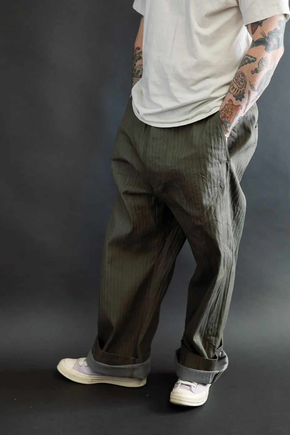 SWC600C-HBII - 13oz Neppy HBT Military - Wide Trousers - Image 14