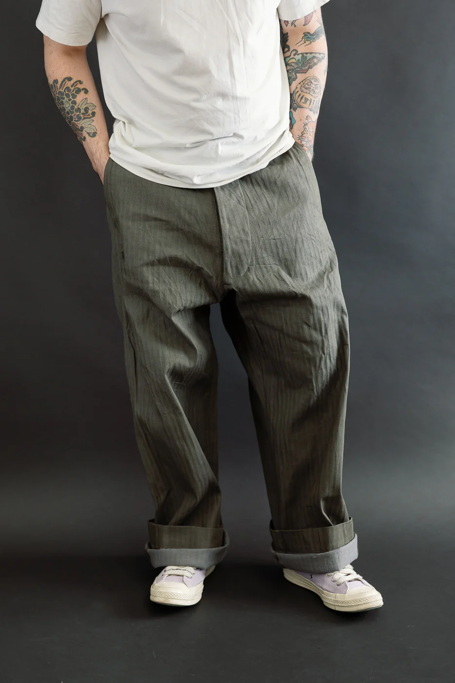SWC600C-HBII - 13oz Neppy HBT Military - Wide Trousers - Image 15