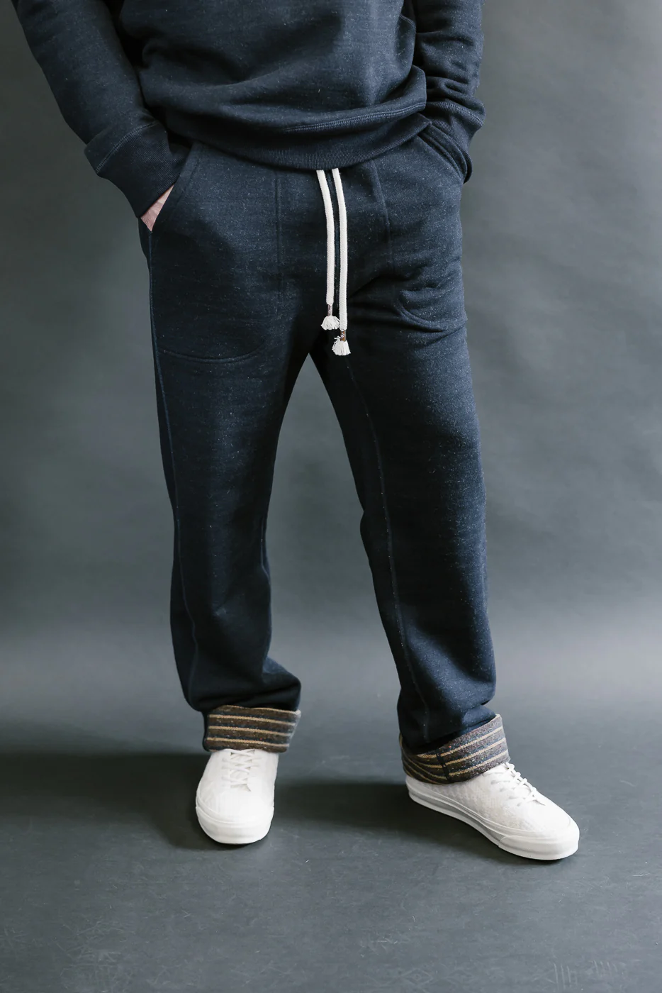 Sweat Pants - Real Indigo Blanket Striped French Terry - Image 10