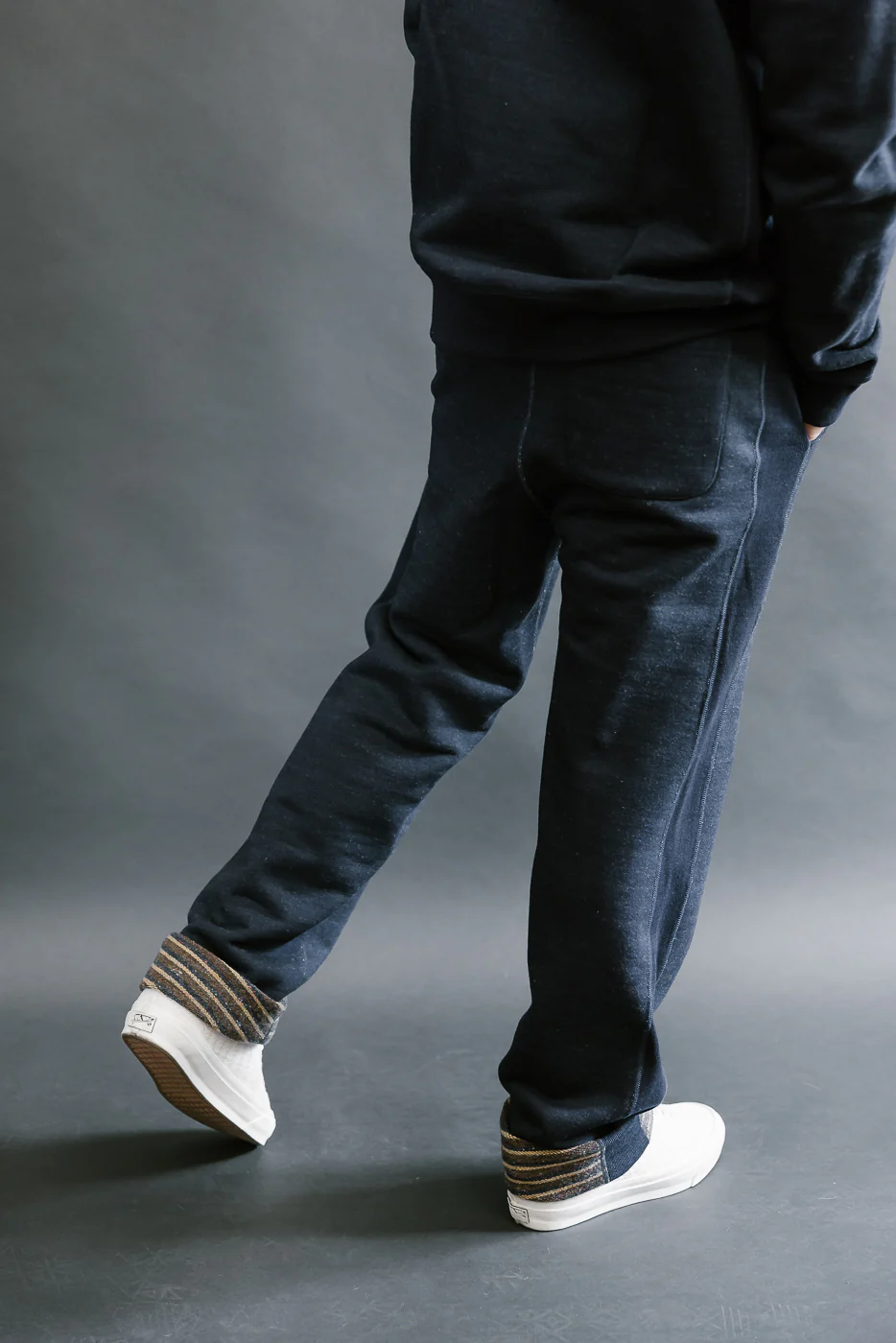 Sweat Pants - Real Indigo Blanket Striped French Terry - Image 14