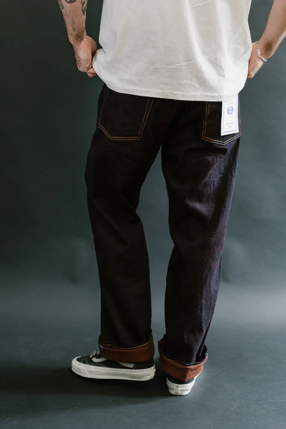 TNK103KH - 14.5oz "KAKISHIBU" Selvedge Indigo x Persimmon - Loose Straight - Image 13
