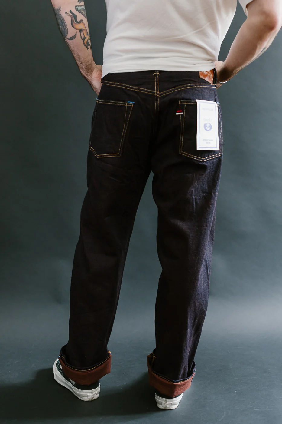 TNK103KH - 14.5oz "KAKISHIBU" Selvedge Indigo x Persimmon - Loose Straight - Image 14