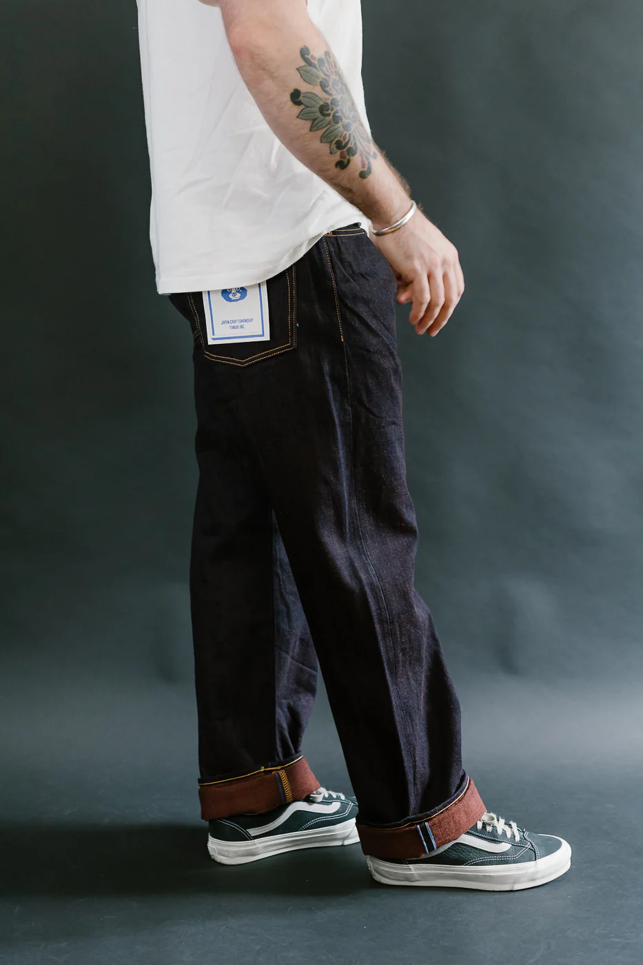 TNK103KH - 14.5oz "KAKISHIBU" Selvedge Indigo x Persimmon - Loose Straight - Image 15