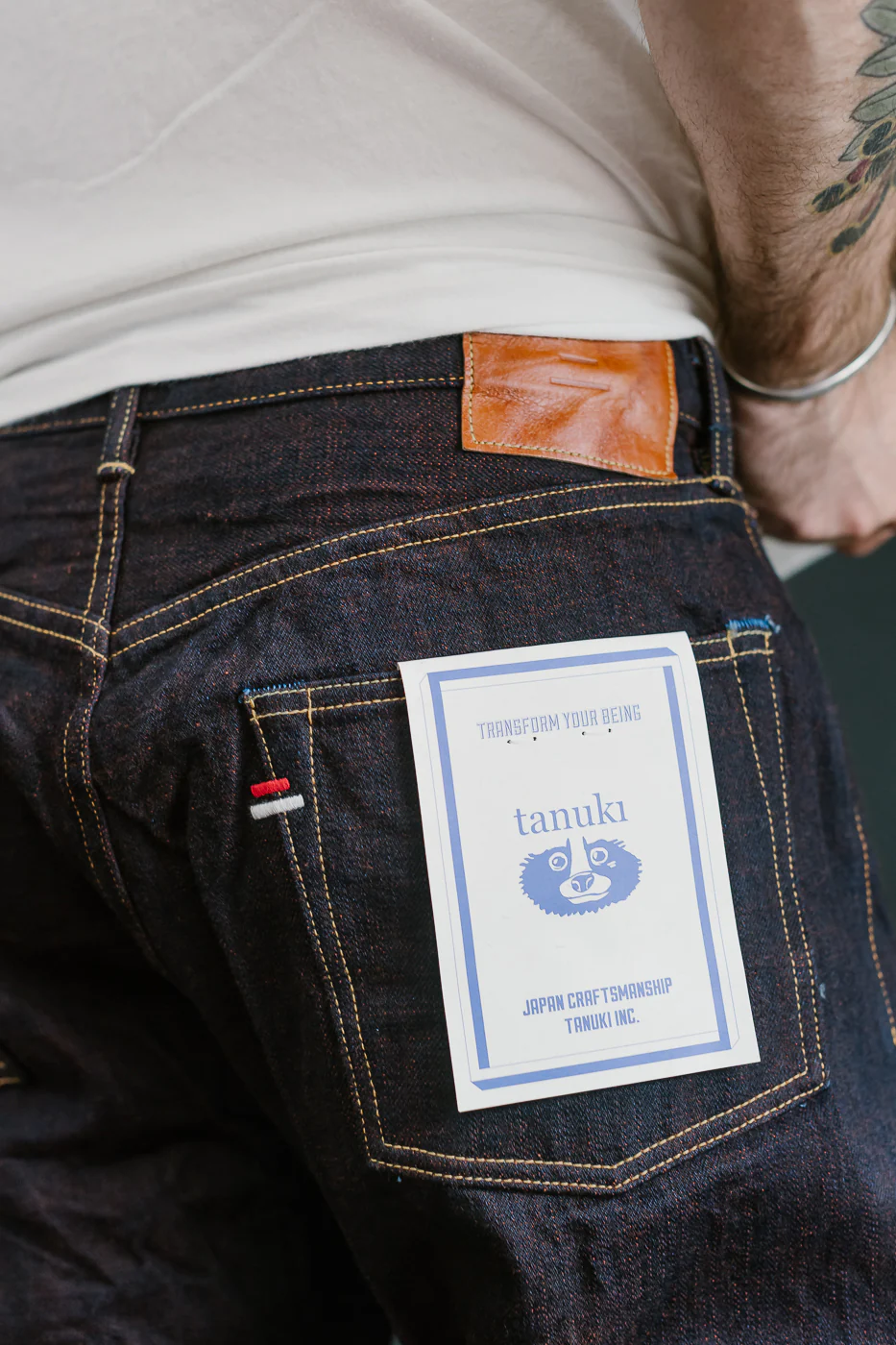 TNK103KH - 14.5oz "KAKISHIBU" Selvedge Indigo x Persimmon - Loose Straight - Image 20