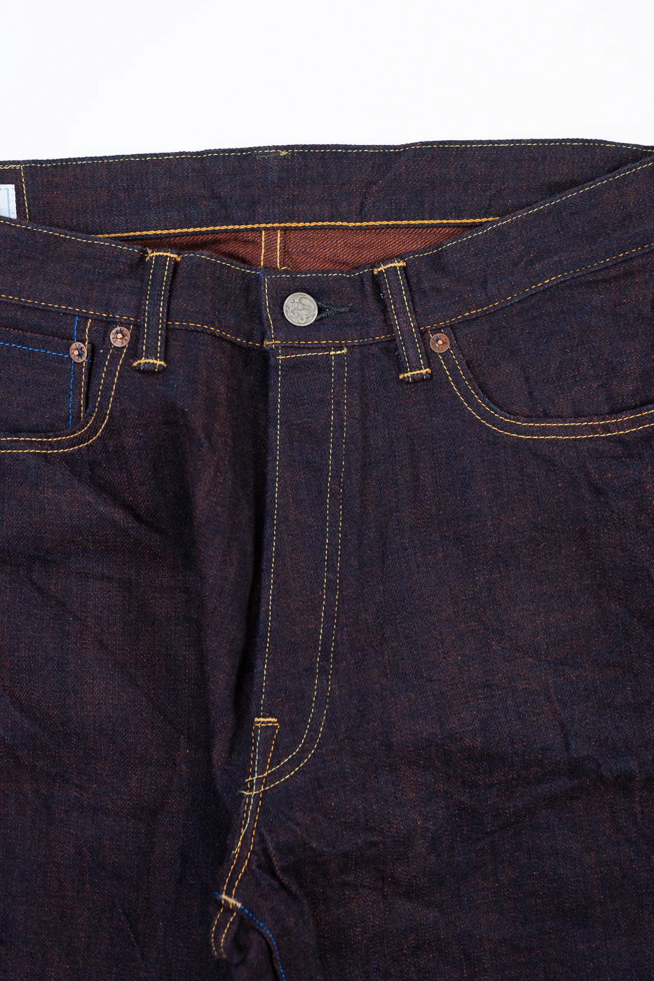 TNK103KH - 14.5oz "KAKISHIBU" Selvedge Indigo x Persimmon - Loose Straight - Image 3