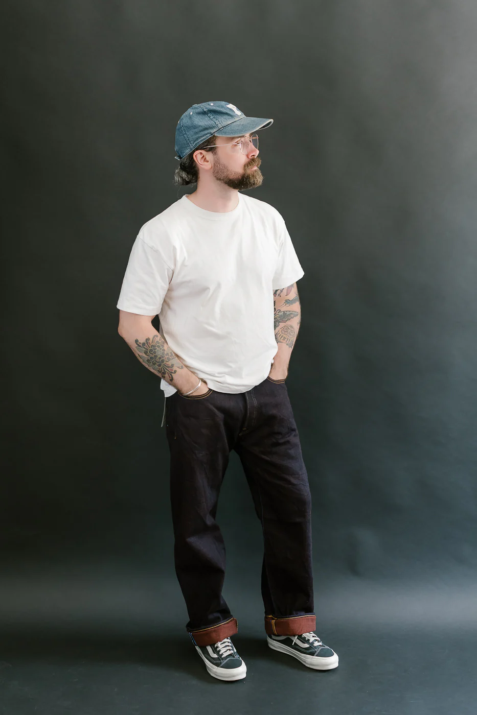 TNK103KH - 14.5oz "KAKISHIBU" Selvedge Indigo x Persimmon - Loose Straight - Image 8