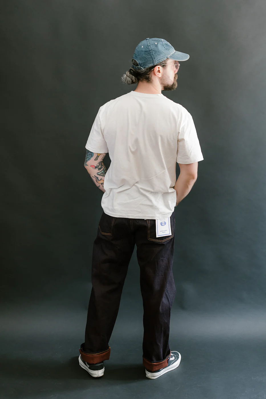 TNK103KH - 14.5oz "KAKISHIBU" Selvedge Indigo x Persimmon - Loose Straight - Image 9