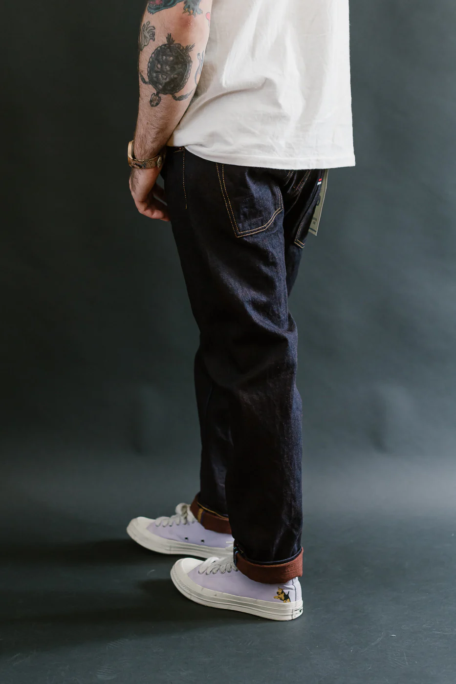 TNK202KH - 14.5oz "KAKISHIBU" Selvedge Indigo x Persimmon - High Tapered - Image 12