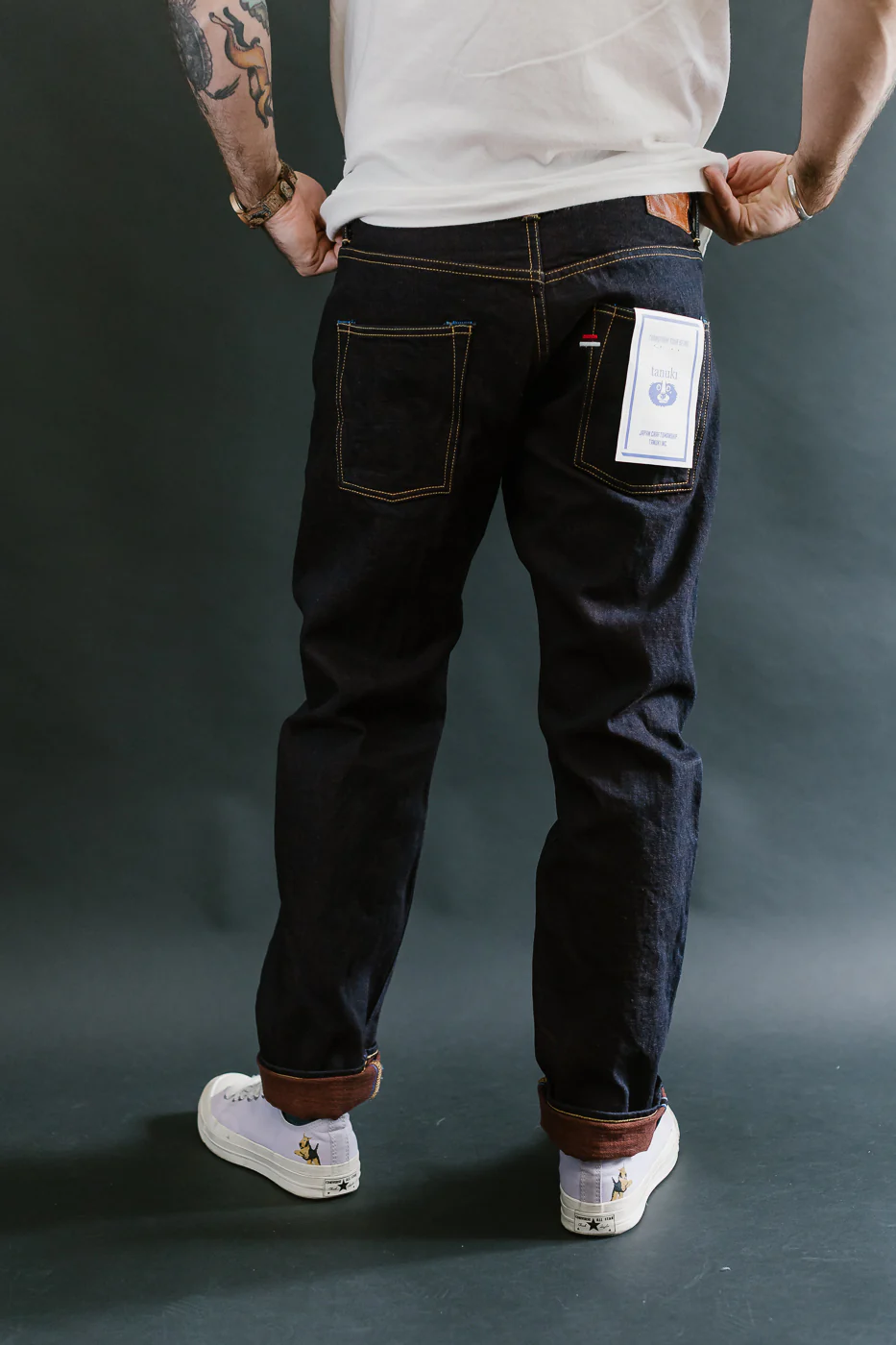 TNK202KH - 14.5oz "KAKISHIBU" Selvedge Indigo x Persimmon - High Tapered - Image 13