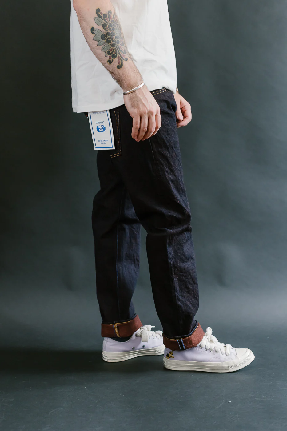 TNK202KH - 14.5oz "KAKISHIBU" Selvedge Indigo x Persimmon - High Tapered - Image 14