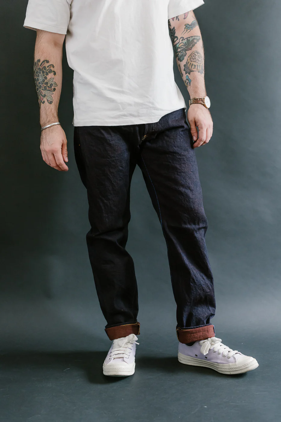 TNK202KH - 14.5oz "KAKISHIBU" Selvedge Indigo x Persimmon - High Tapered - Image 15