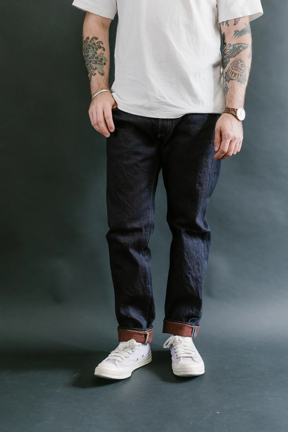 TNK202KH - 14.5oz "KAKISHIBU" Selvedge Indigo x Persimmon - High Tapered - Image 16