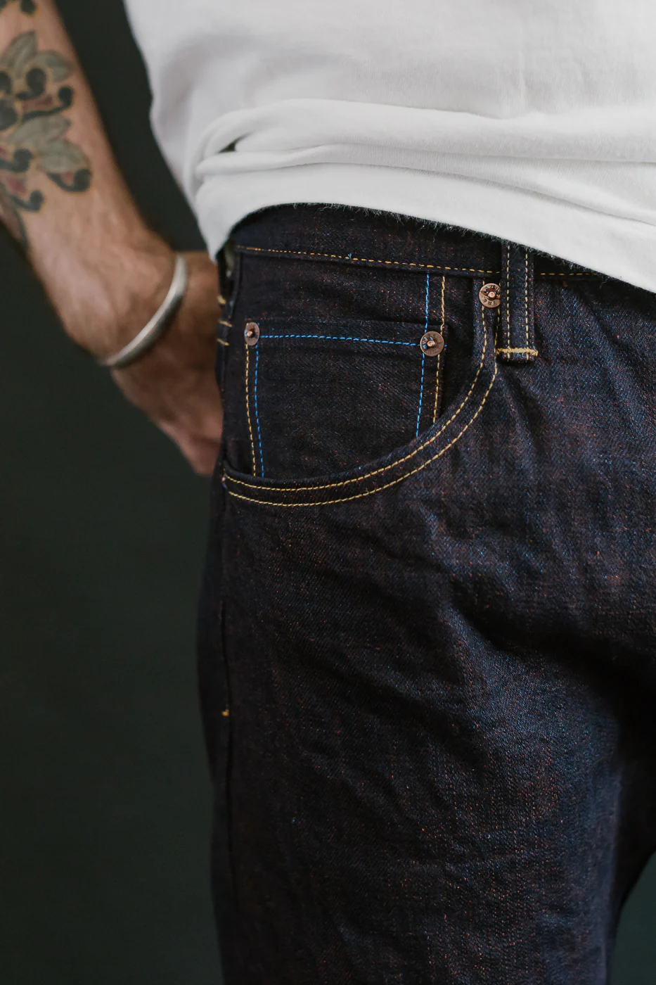 TNK202KH - 14.5oz "KAKISHIBU" Selvedge Indigo x Persimmon - High Tapered - Image 19