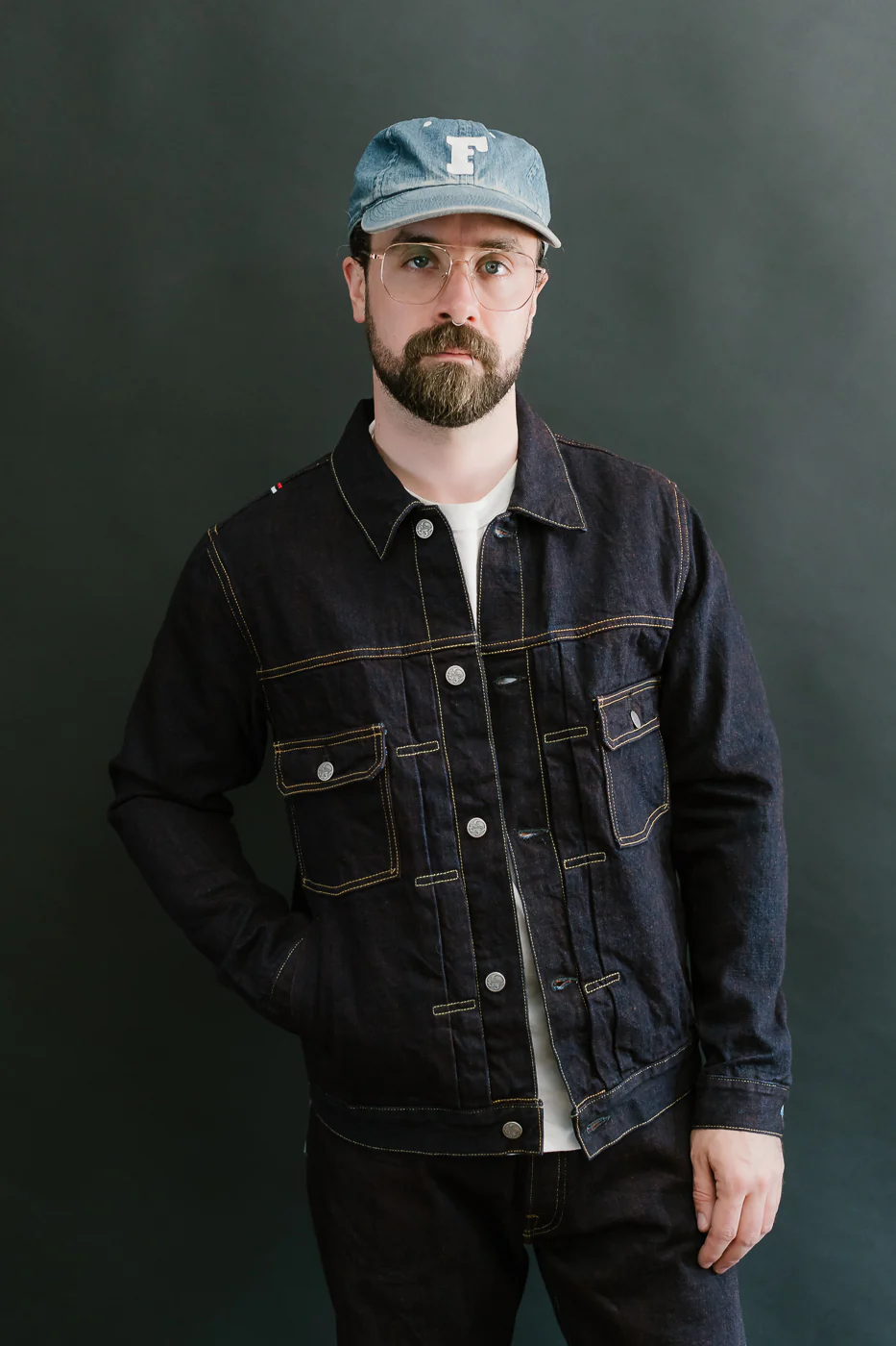 TNK402KH - 14.5oz "KAKISHIBU" Selvedge Indigo x Persimmon - Type II Jacket - Image 12