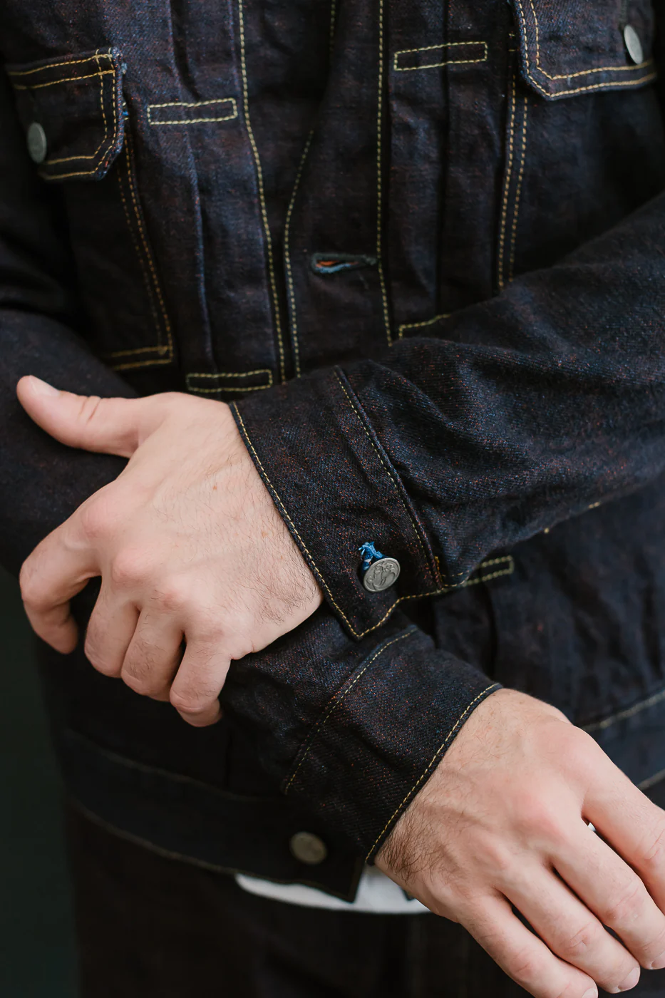 TNK402KH - 14.5oz "KAKISHIBU" Selvedge Indigo x Persimmon - Type II Jacket - Image 18