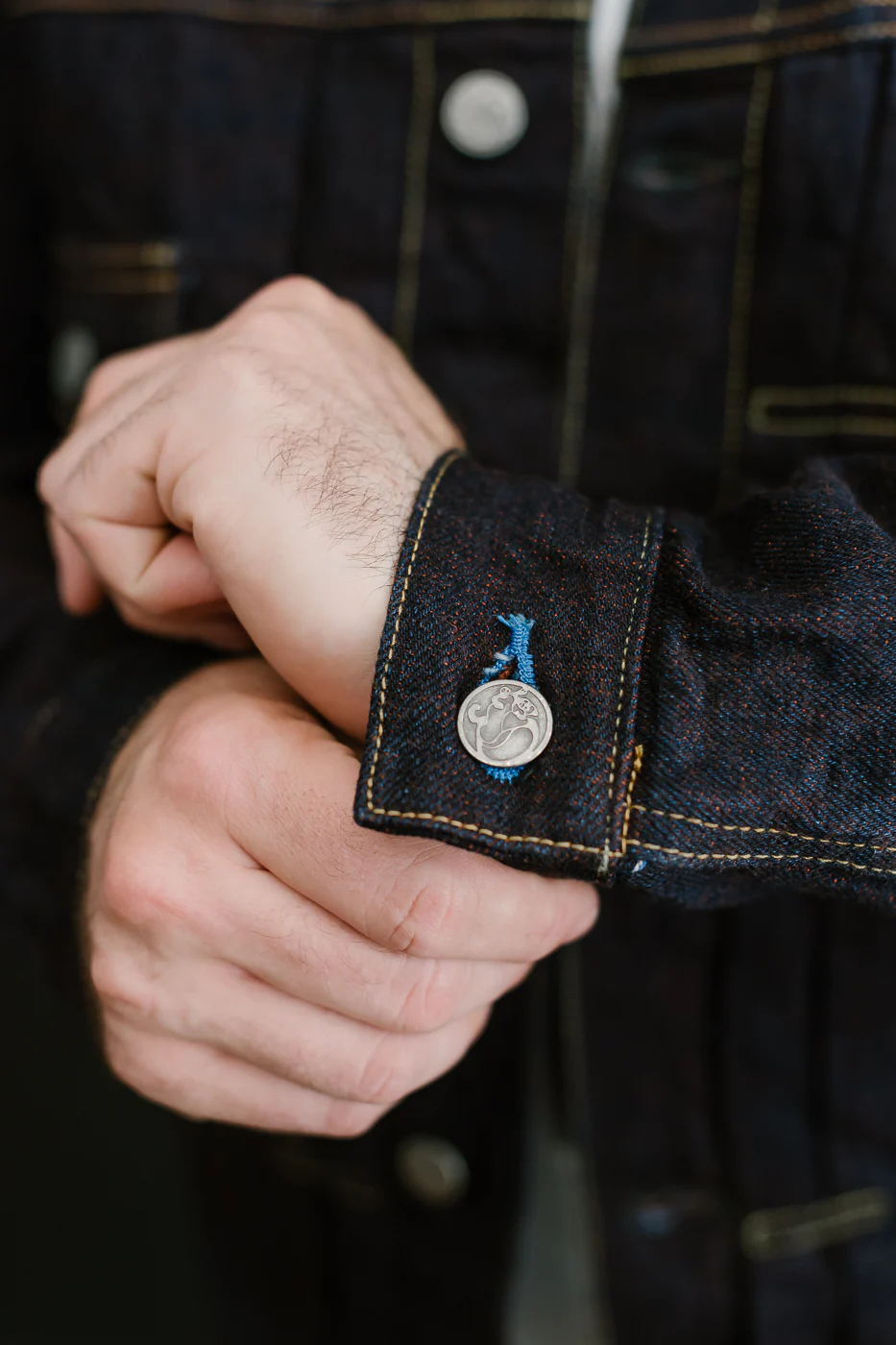 TNK402KH - 14.5oz "KAKISHIBU" Selvedge Indigo x Persimmon - Type II Jacket - Image 22