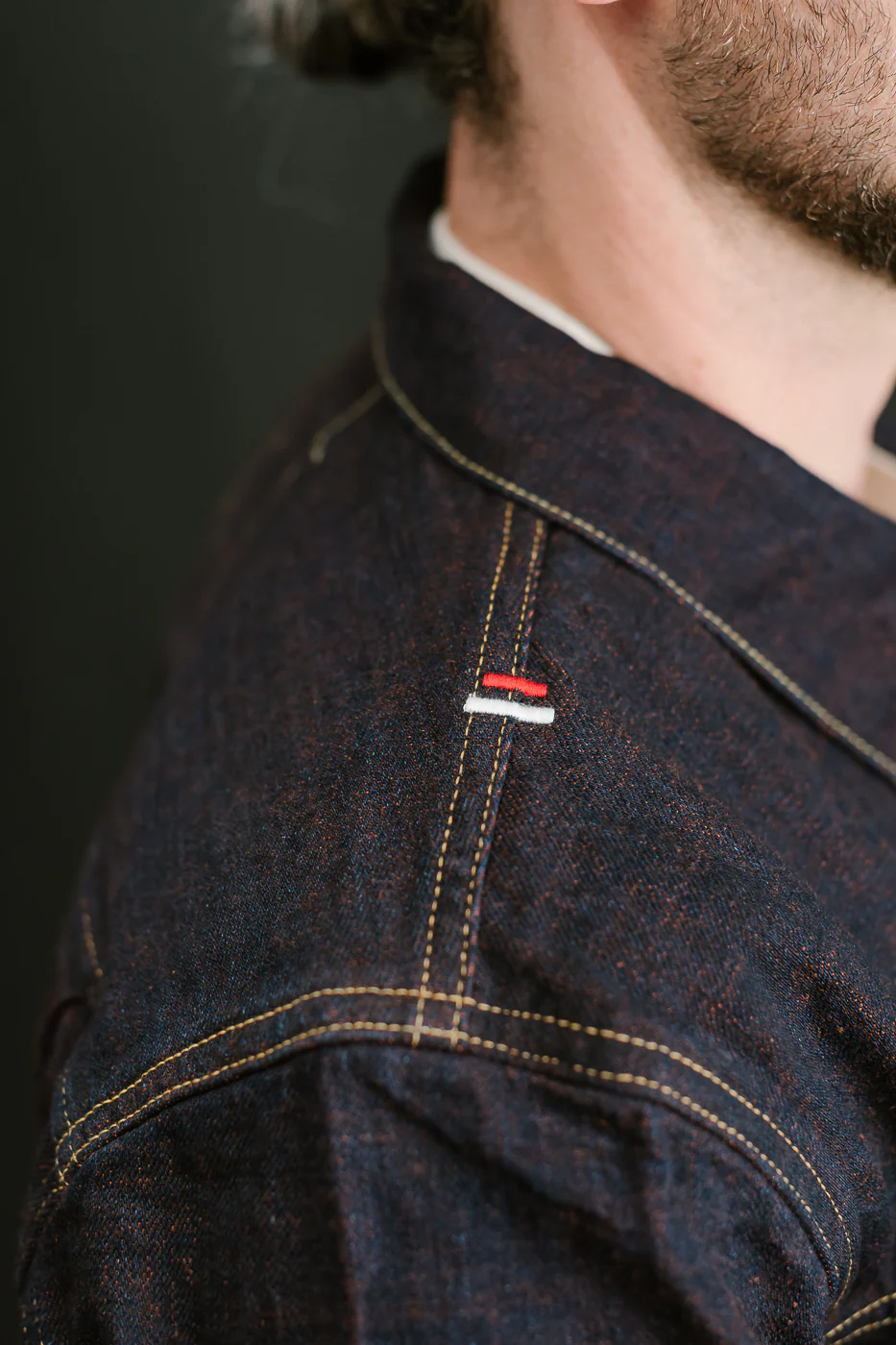 TNK402KH - 14.5oz "KAKISHIBU" Selvedge Indigo x Persimmon - Type II Jacket - Image 24