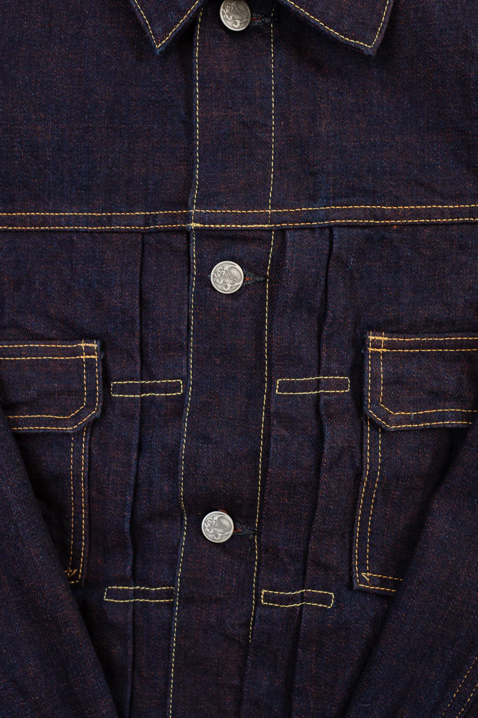 TNK402KH - 14.5oz "KAKISHIBU" Selvedge Indigo x Persimmon - Type II Jacket - Image 3