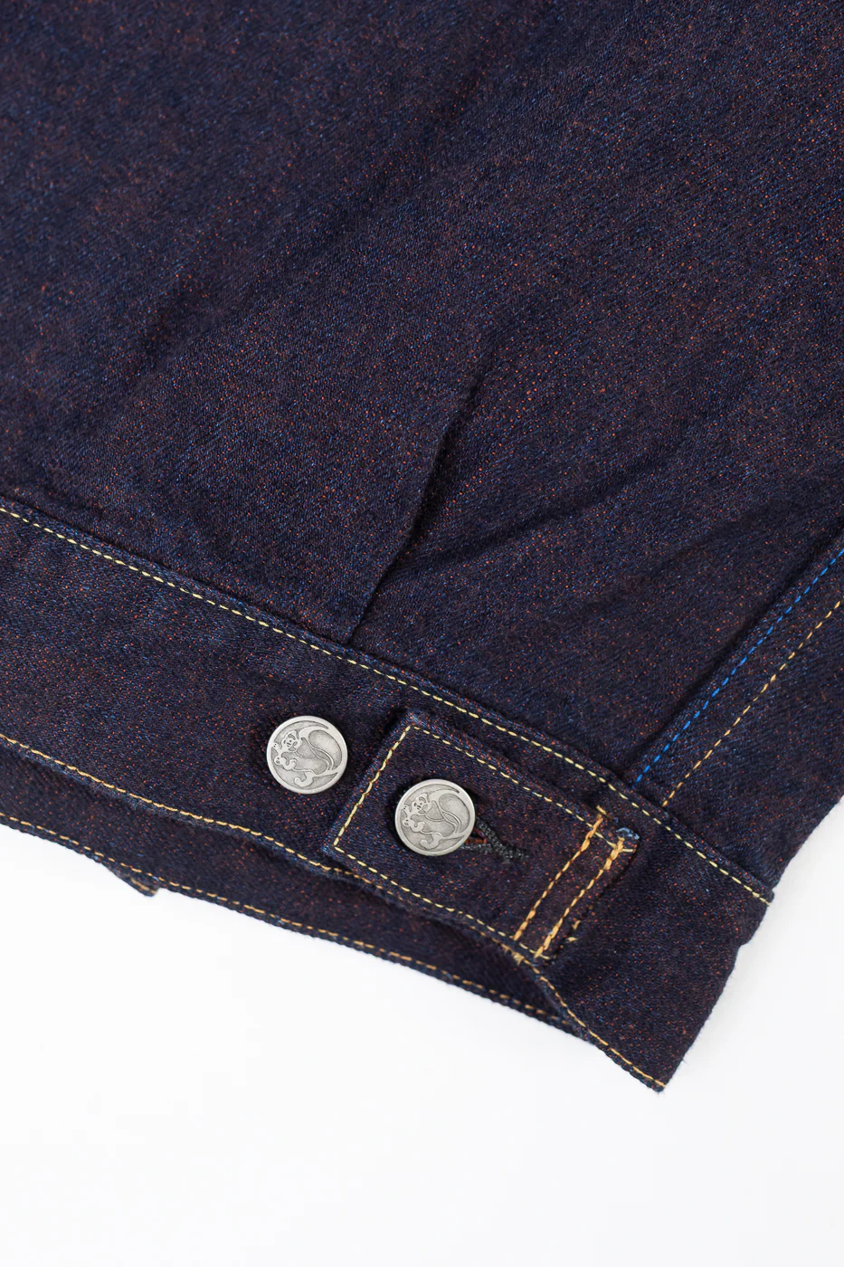 TNK402KH - 14.5oz "KAKISHIBU" Selvedge Indigo x Persimmon - Type II Jacket - Image 4