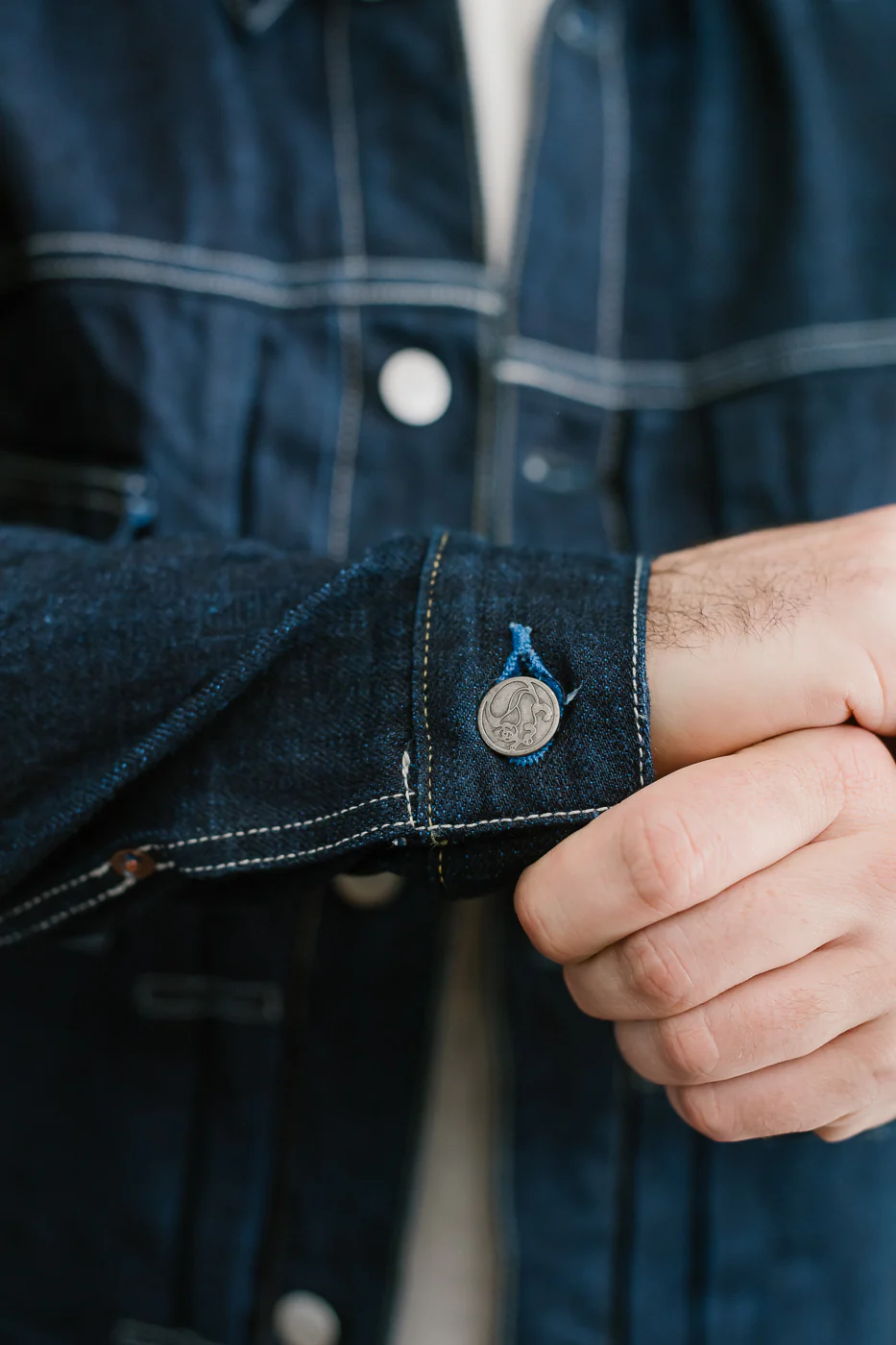 TNK402TB - 16.5oz "YURAI" Selvedge  Natural Indigo x Cobalt - Type II Jacket - Image 19