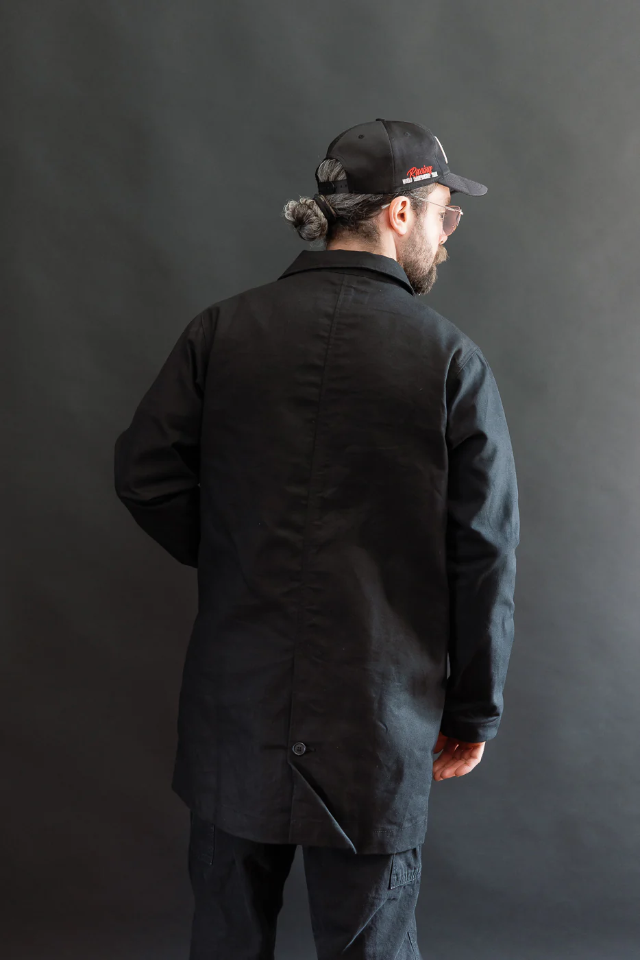 10oz - Trench Coat Dry Waxed Canvas - Black - Image 12