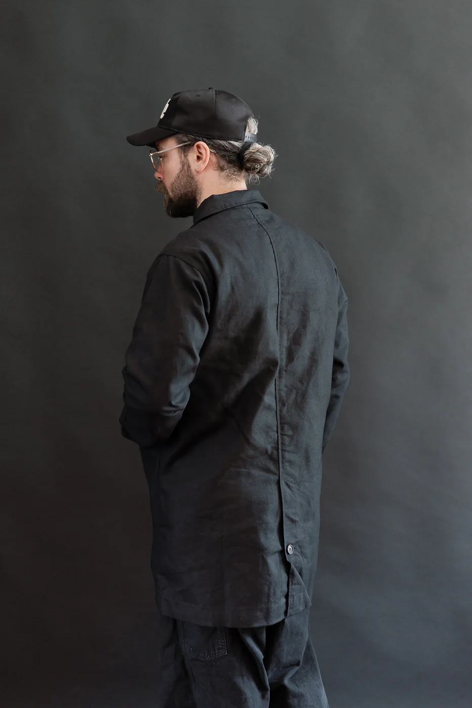 10oz - Trench Coat Dry Waxed Canvas - Black - Image 13