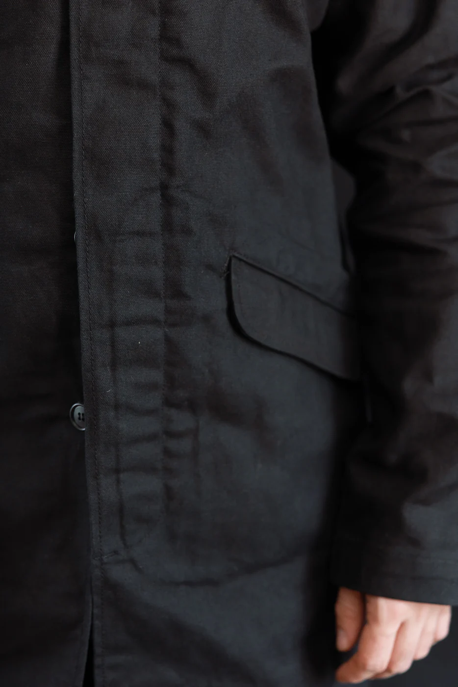 10oz - Trench Coat Dry Waxed Canvas - Black - Image 17