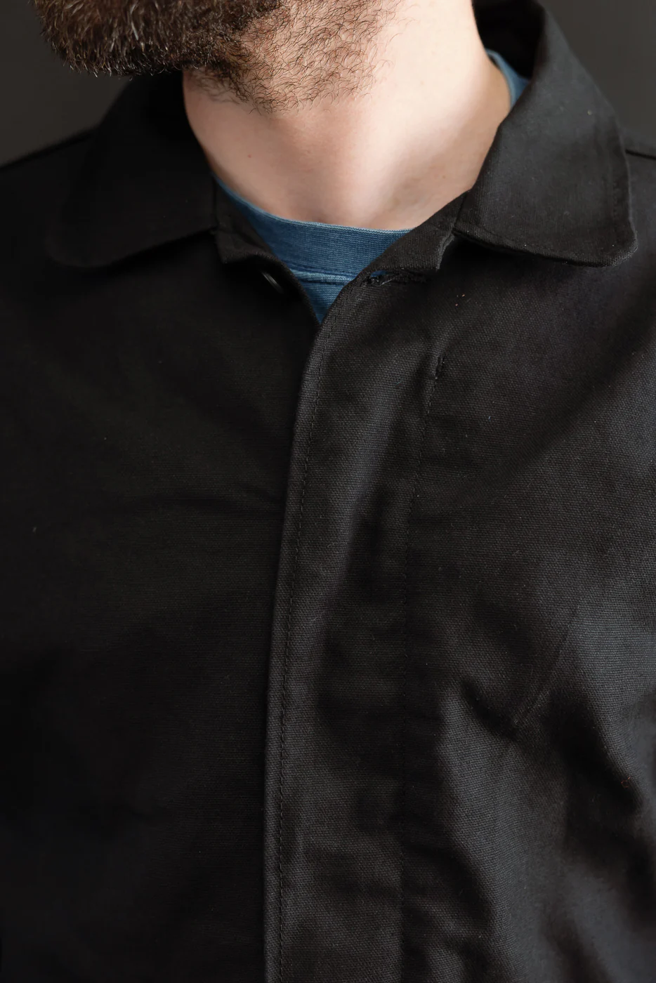 10oz - Trench Coat Dry Waxed Canvas - Black - Image 22
