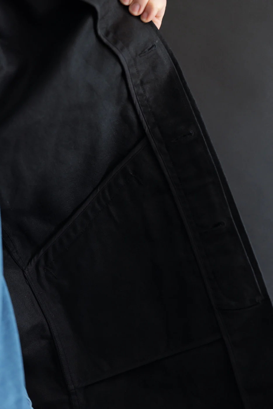 10oz - Trench Coat Dry Waxed Canvas - Black - Image 23