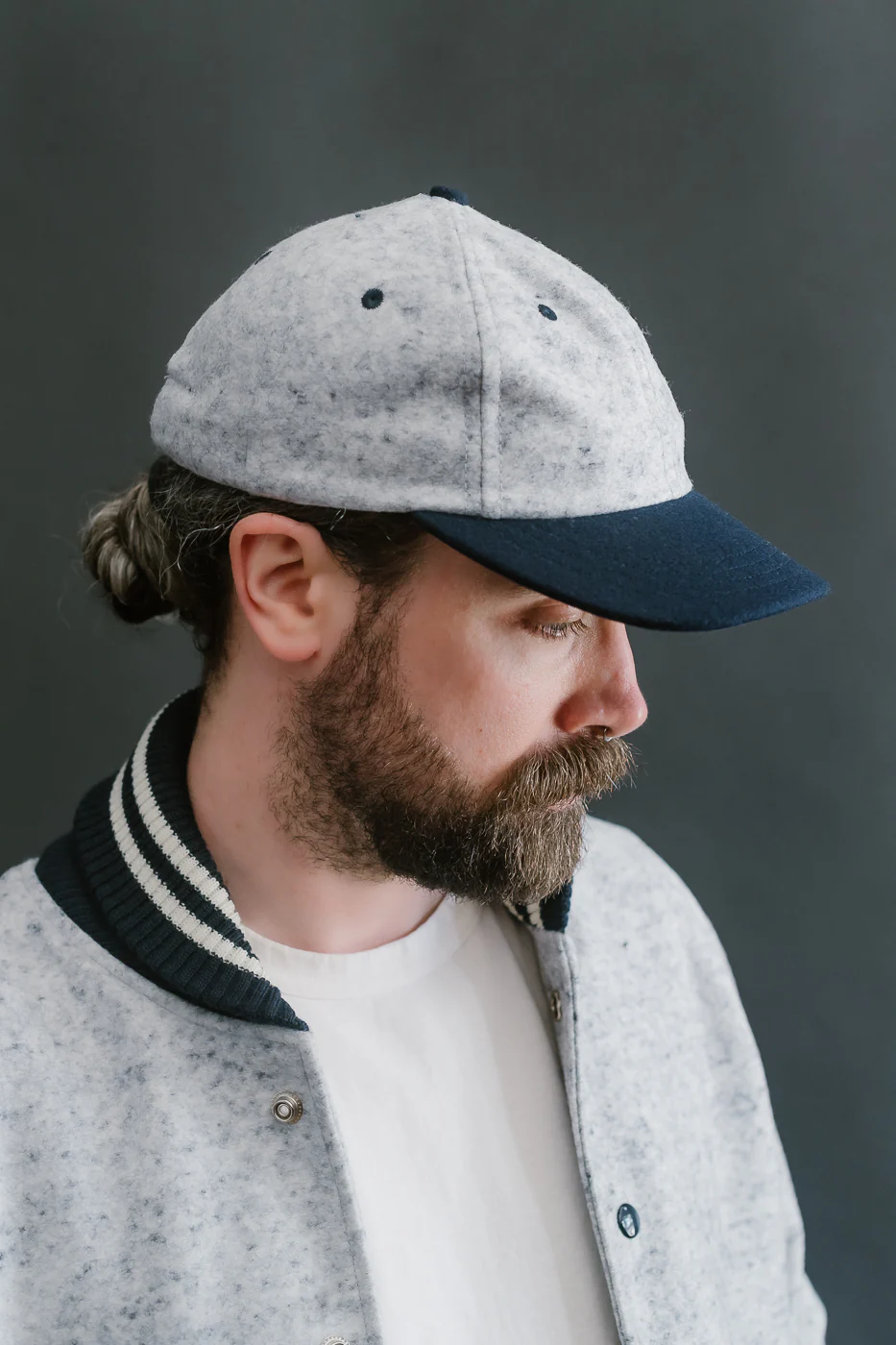 Unstructured Wool 2-Tone Baseball Hat - Natural, Navy Heather - Image 10