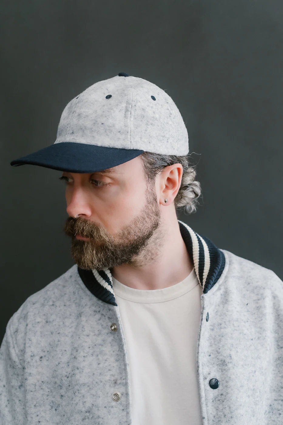 Unstructured Wool 2-Tone Baseball Hat - Natural, Navy Heather - Image 8