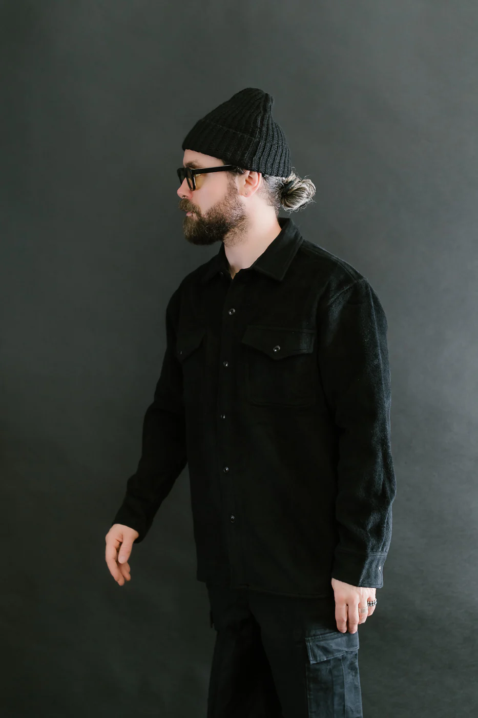USN Overshirt Wool, Angora  - Black - Image 13