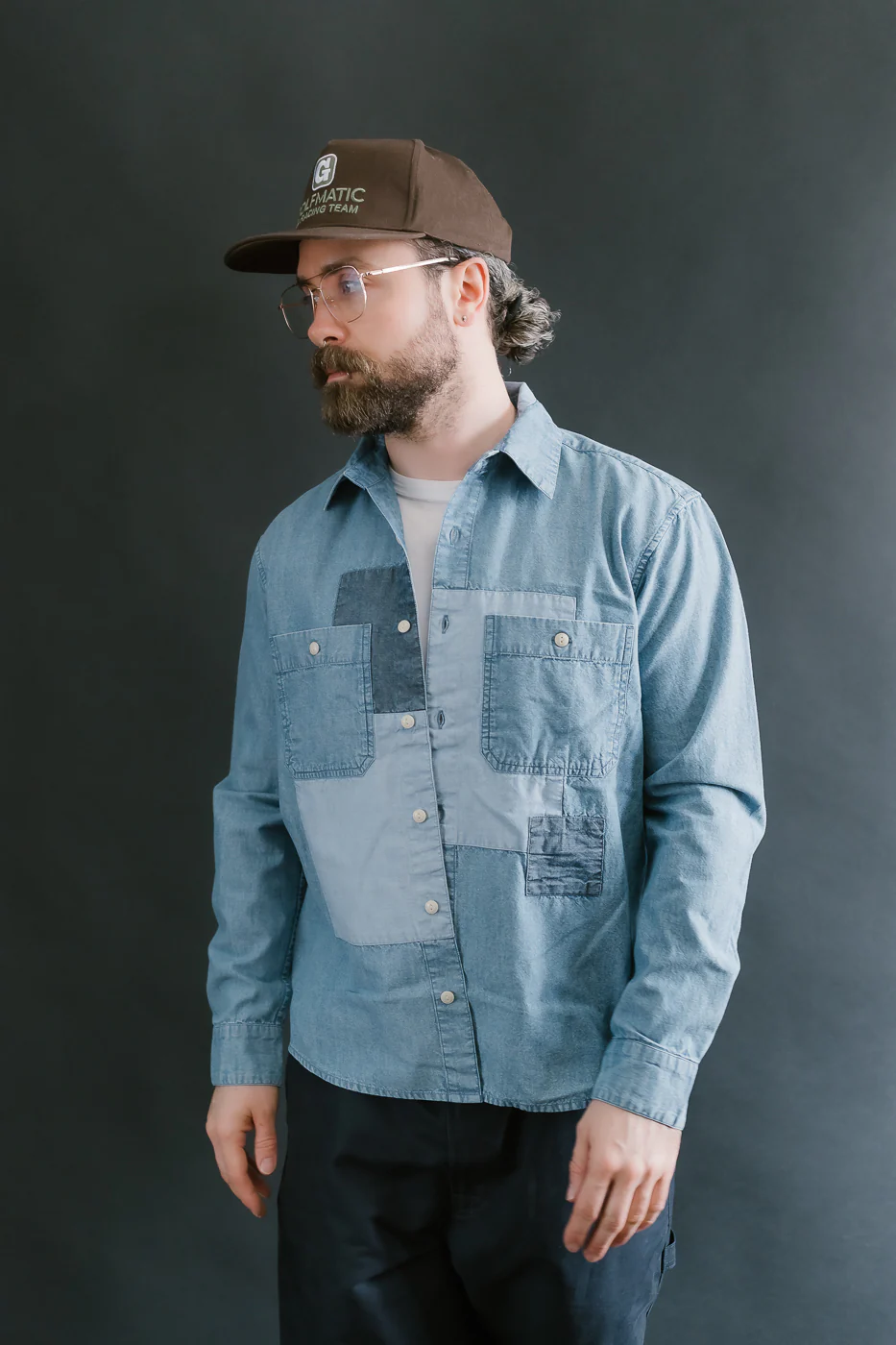 Utility Shirt Patchwork Chambray - Indigo - Image 11