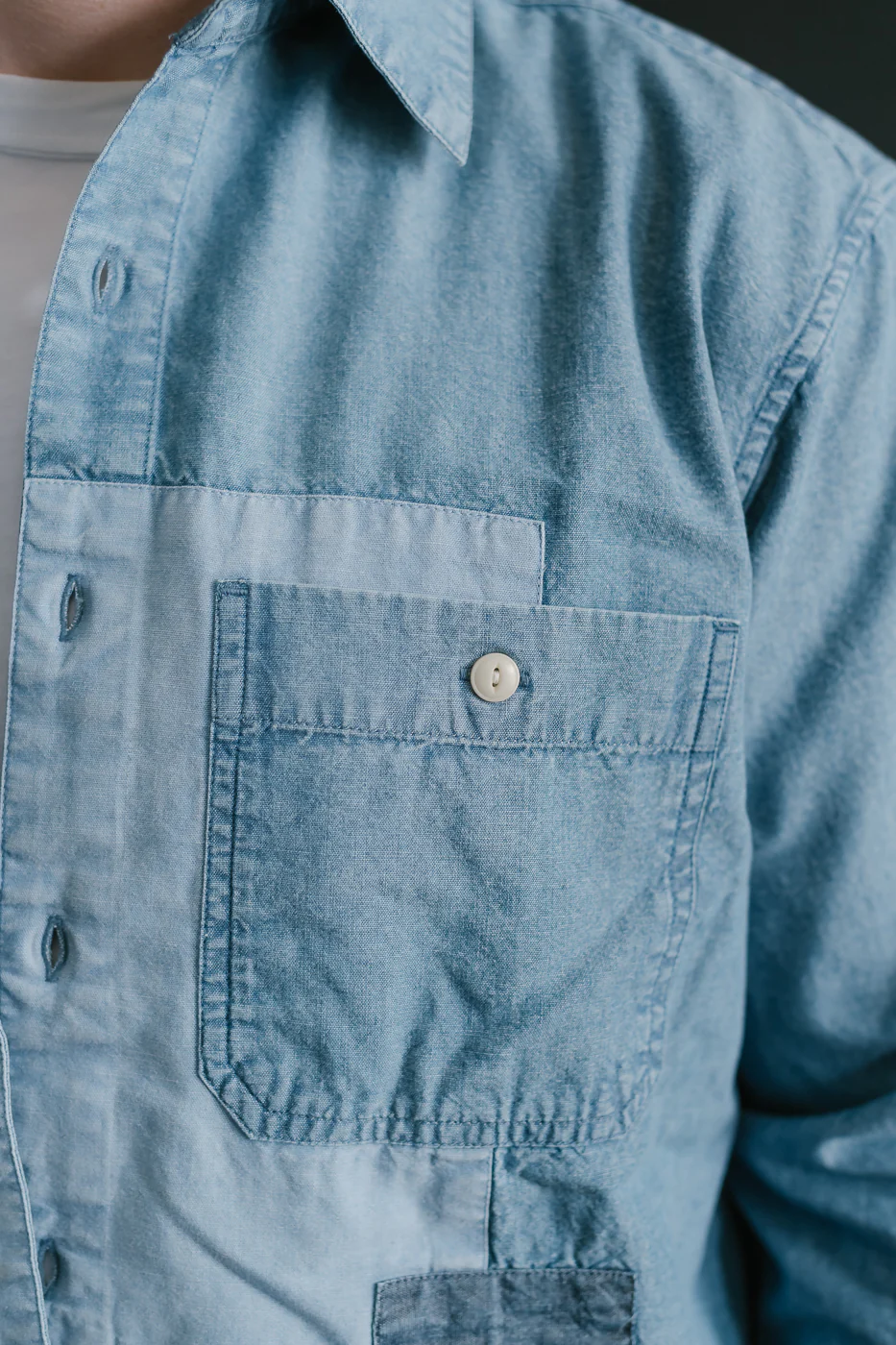 Utility Shirt Patchwork Chambray - Indigo - Image 17