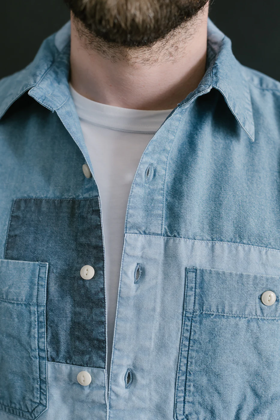 Utility Shirt Patchwork Chambray - Indigo - Image 18