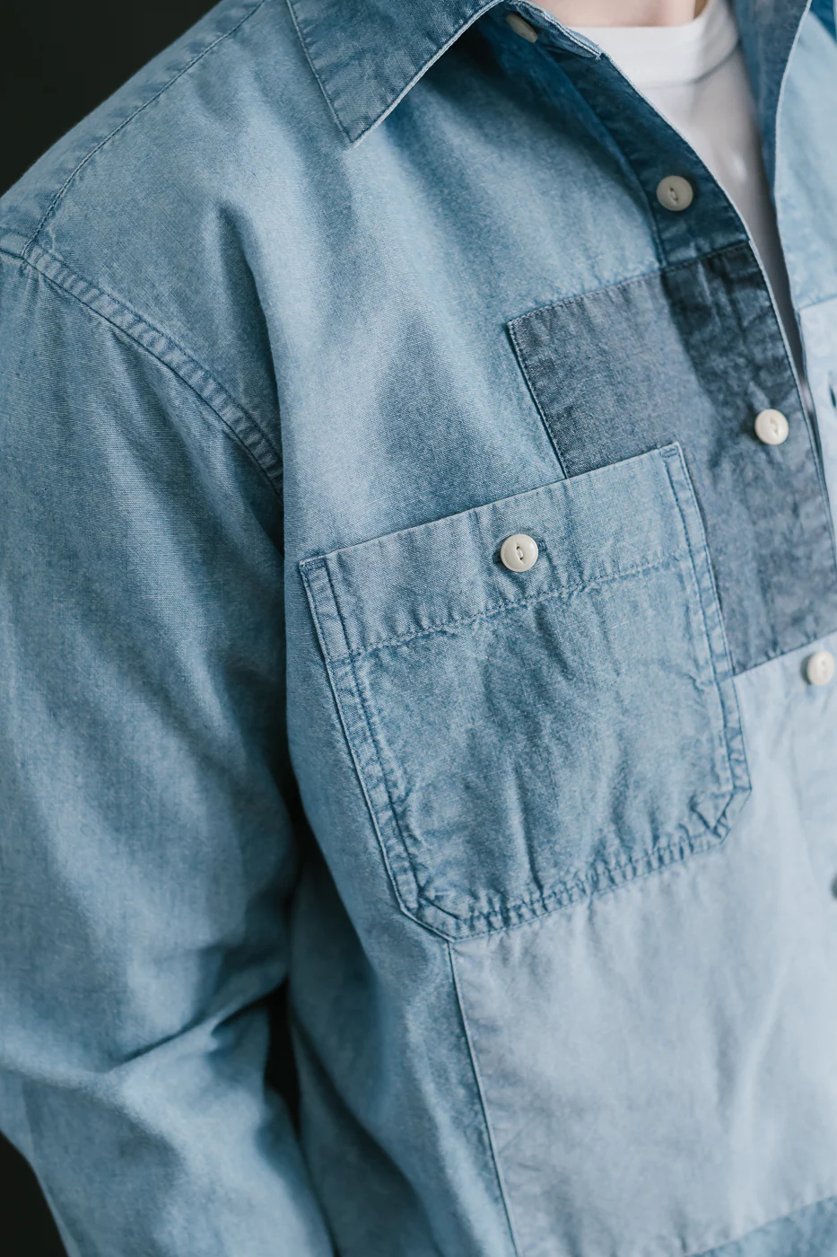 Utility Shirt Patchwork Chambray - Indigo - Image 19
