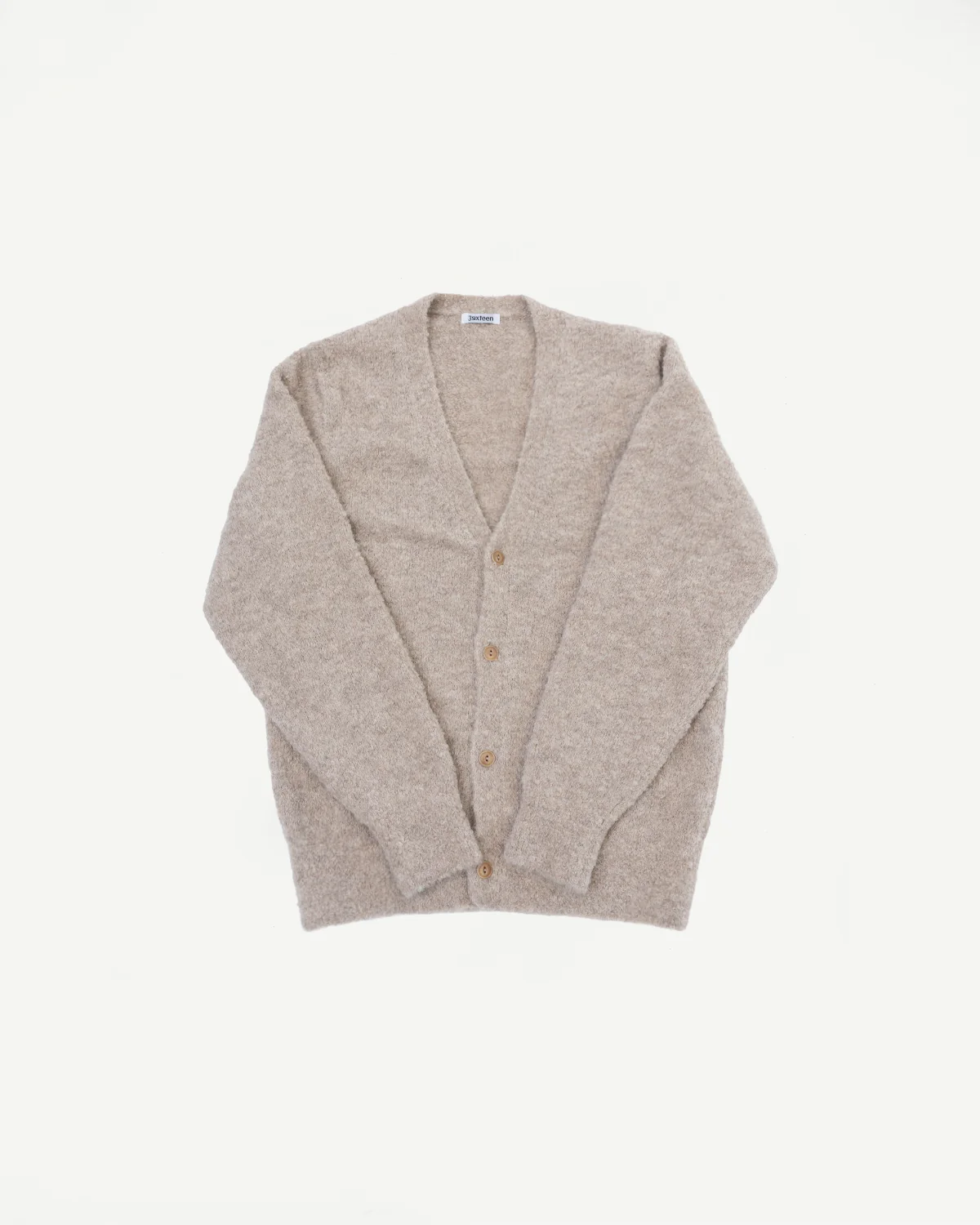 V-Neck Cardigan Boucle Alpaca - Khaki