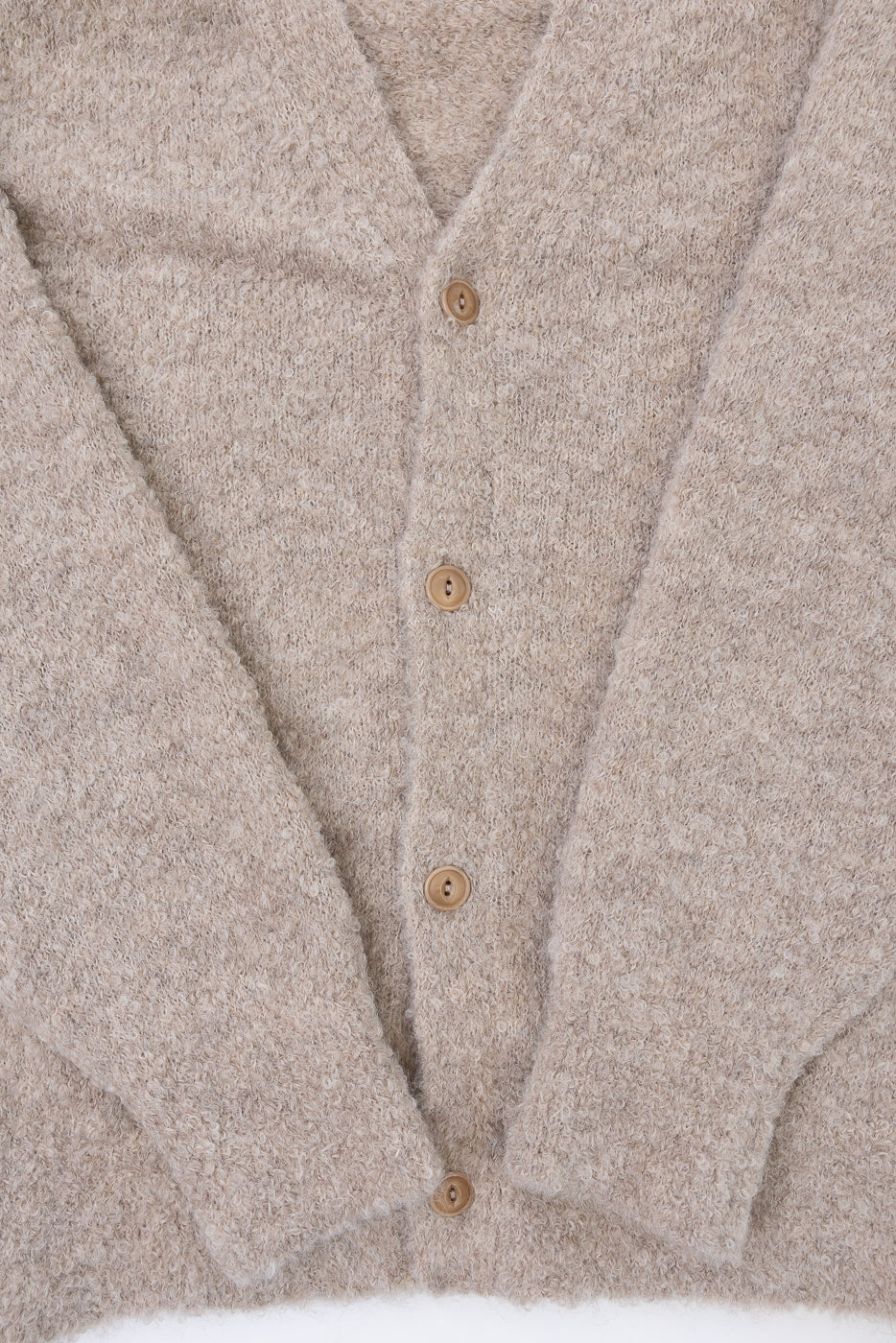 V-Neck Cardigan Boucle Alpaca - Khaki - Image 3