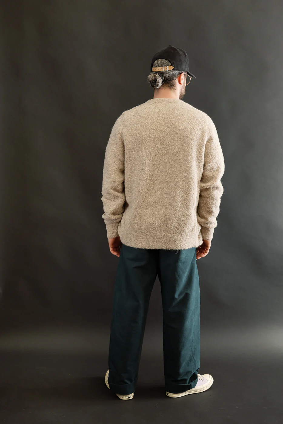 V-Neck Cardigan Boucle Alpaca - Khaki - Image 8