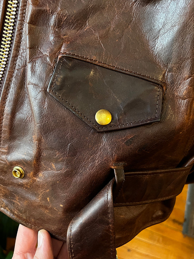 *Very Gently Used* Hand Oiled Lightweight Naked Perfecto Jacket - Brown - Image 4
