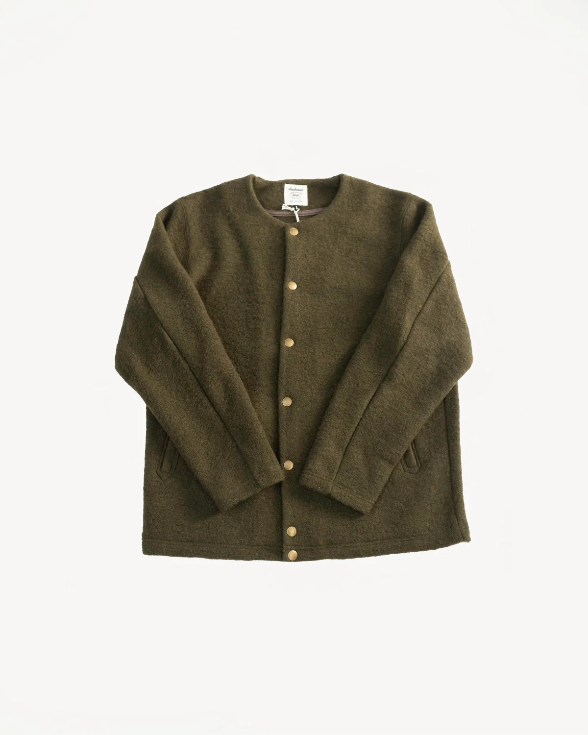 Wool Collarless Jacket - 20 Khaki