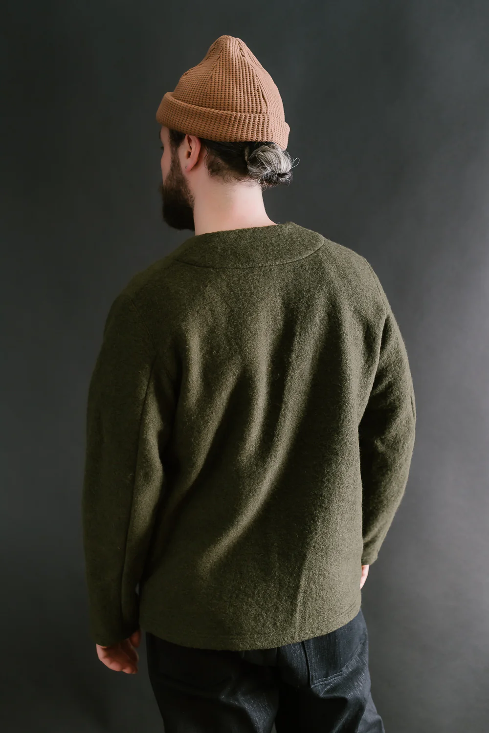 Wool Collarless Jacket - 20 Khaki - Image 12