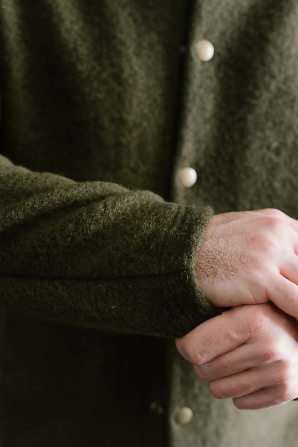 Wool Collarless Jacket - 20 Khaki - Image 16