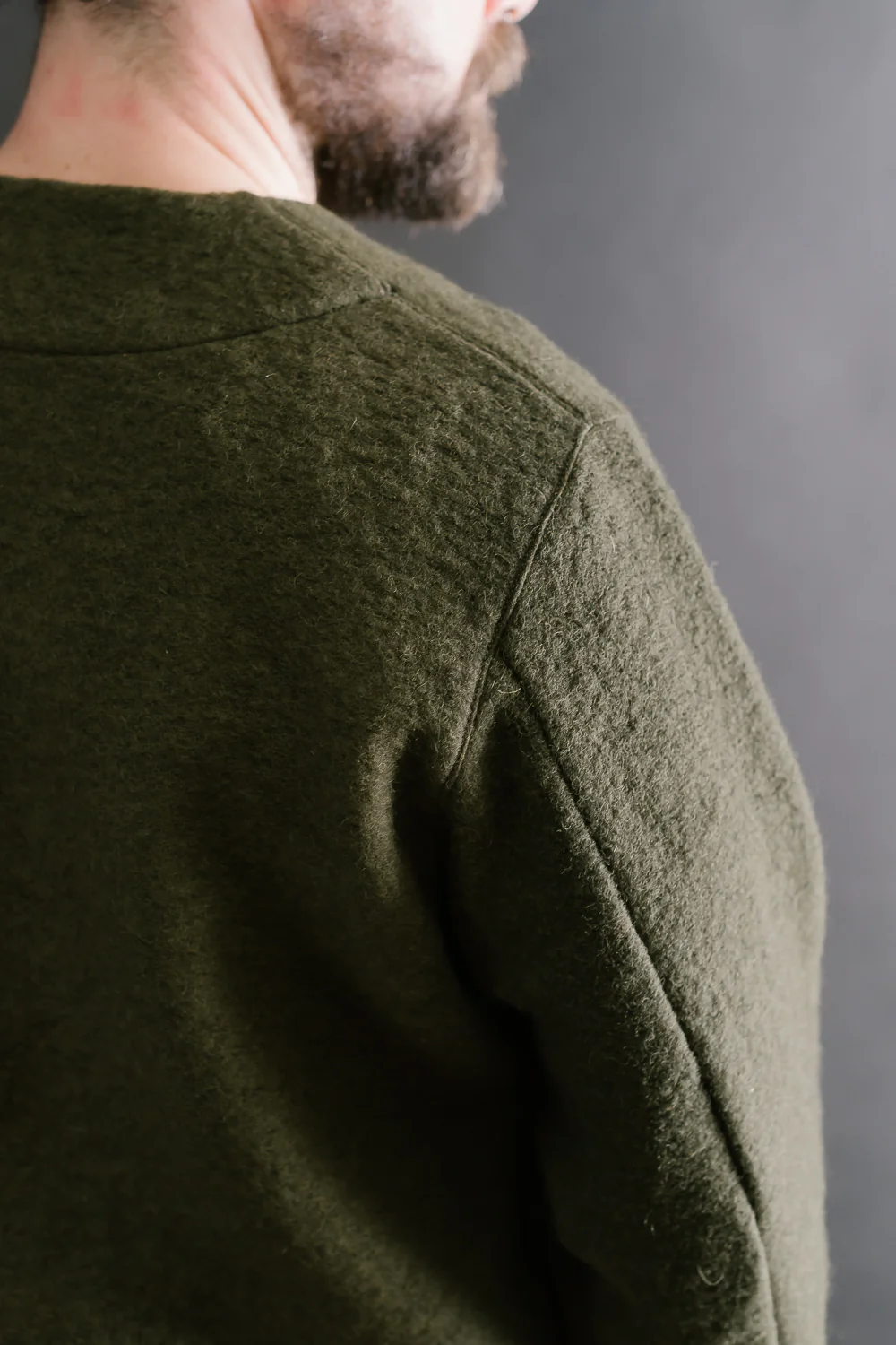 Wool Collarless Jacket - 20 Khaki - Image 19